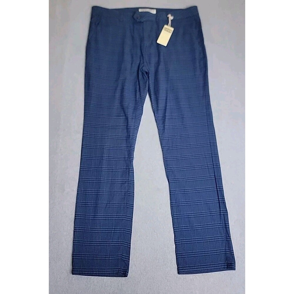 Chor Clothing Pants‎ Mens 36x32 Blue Black Houndstooth Flat Stretch Lightweight